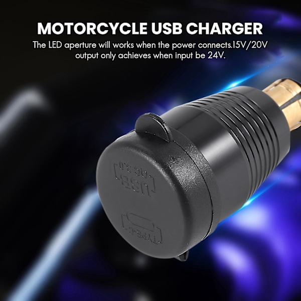 Moottoripyörän DIN-liitin Vedenpitävä Laturi Qc3.0 Usb-laturi & Type C 30w Power Delivery -adapteripistorasia (YJD) -AD5-