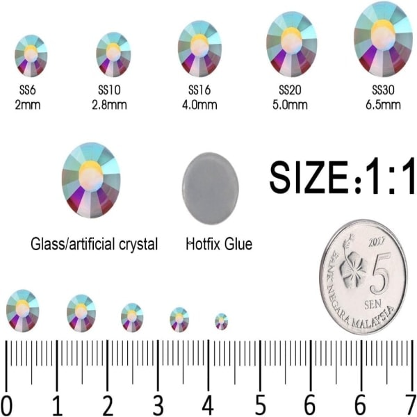 6530 st Hotfix Rhinestones AB Kristall Strass Flatback Glas -AD6-