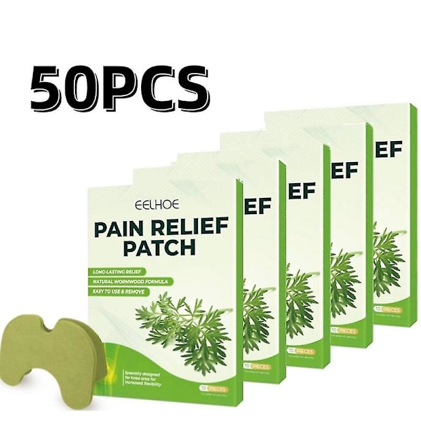 50pcs Knee Patch Wormwood Knee Sticker Plaster Extract Analgesic Cartilage Pain Relieving Patch Self-heating Herbal