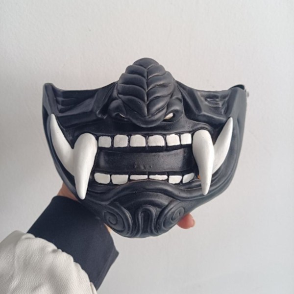 Japanese Demon Face Cover Ghost Cosplay Half Face Cover Halloween Costume Props