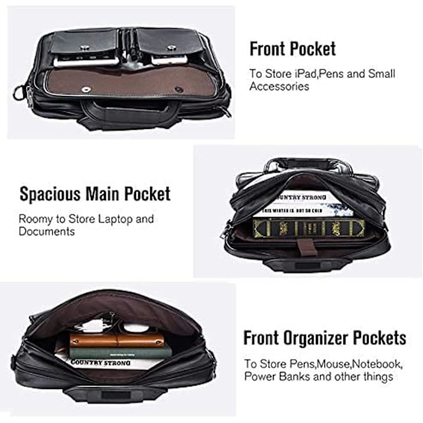 Herr Läderportfölj för Affärsresor Handgjord Messenger Bag Laptopväska -FD3-