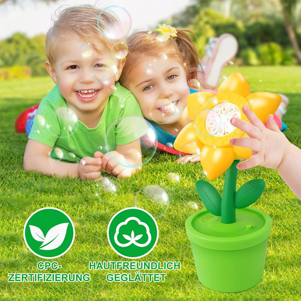 Bubbelmaskin solrosor, LED-lampor, uppladdningsbar, musik, bärbar bubbelmaskin för barn, 20 000 bubblor/min.-AD5-
