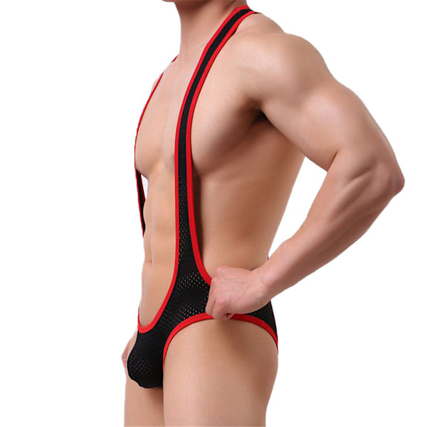 Menn Silp Ettdelt Truser Mesh Voksen Valentinsdag Nattøy Svart-FS2--AD3- Black 2XL