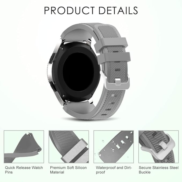 Rem för Gear S3 /Classic/Galaxy Watch 46mm/Galaxy Watch 3 45mm Rem 22mm Sport Silikon Armband Band för.