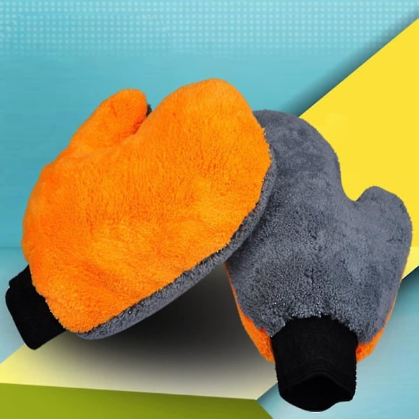 Jinyi Bilvask Absorberende Vaskehandske Fleece (2 stk.)-AD4-