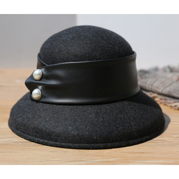 Fedora-hattu, huopahattu käännetyllä reunalla, ämpärihattu Elegantti Retro naisten hattu 1 lämmin talvihattu Syksyn kalastushattu Tuulenpitävä Fedora c