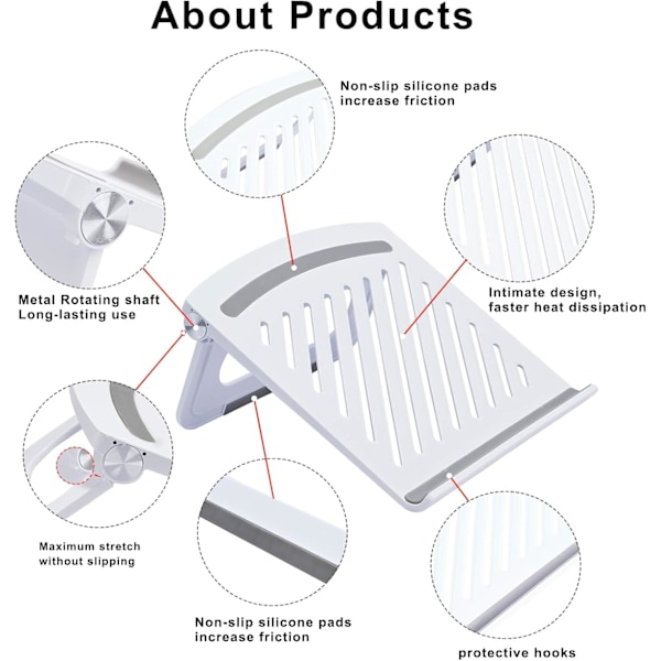 Laptopstativ, inbyggt hopfällbart stativ, ASYYFLustable höjdnivåer