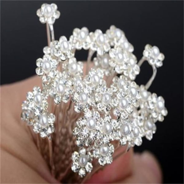20 stk Hårnåler med Perler Bryllup Brude Blomster Pins for Bruder og-AD4-