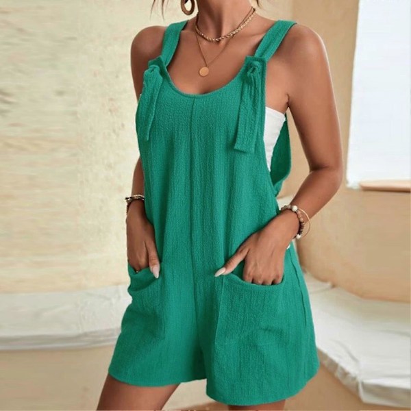Solid Hengebukser Løse Shorts Jumpsuit Personlig Kul Stil Hudvennlige Shorts For Hverdagsbruk Ferie Shopping Ferie Green-AD7- Green L