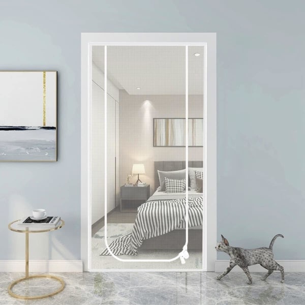 Gardiner Myggnät Dragkedja Myggnät Dörr 90 cm x 210 cm, Myggnätsdörr, Myggnät, Balkongdörr -AD6-