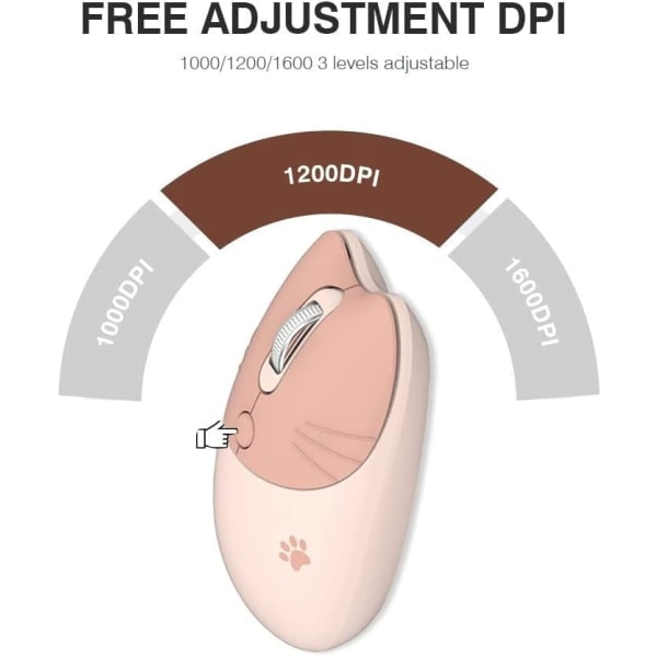Trådlös Mus Söt Datormus 1600 DPI Mindre Ljud Bärbar USB-mus Trådlös Mus för PC Laptop MacBook Flickpresent (Lila)-AD4-