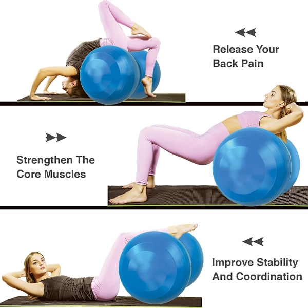Fitnessboll, Jordnötsboll, Träningsboll, Yogaboll, Pilatesboll, Core Träningsboll och Fysioterapiboll, Blå 90 cm x 45 cm
