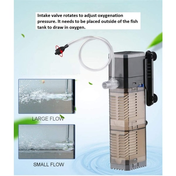 8W akvariefilter 4 i 1 internt filter, 600l/t nedsenkbar akvariepumpe oksygeneringsbølgemaskin CDQ -AD6-