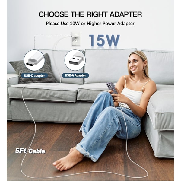 15W magnetisk trådlös laddare för iPhone 15/14/13/12-serien | Snabbladdningsplatta för AirPods 3/2/ Pro 2 | Original MagSafe-ersättning