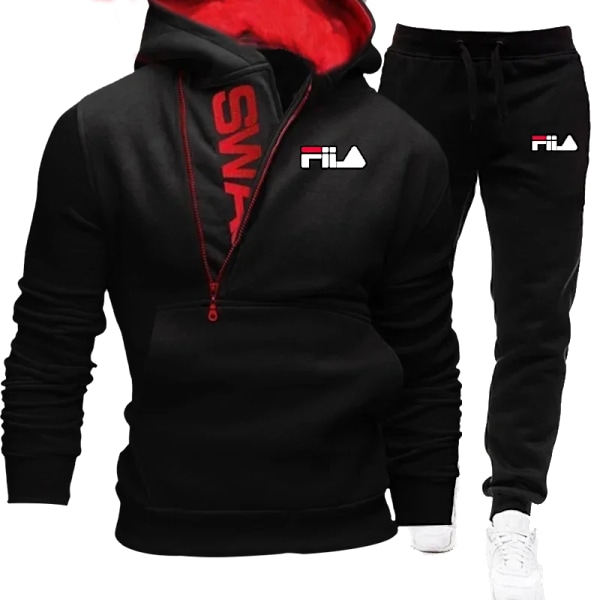 Collegepaita ja housut -setti miesten vaatteet miesten urheilusetti miesten muoti puvut uusi kaksiosainen miesten treeniasu syksy miesten vaatteet musta punainen black red 4XL