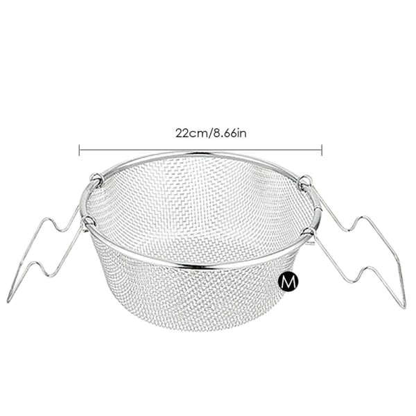 Fritøskurv i rustfritt stål Rund kurv sil Pommes frites 22cm -AD6-