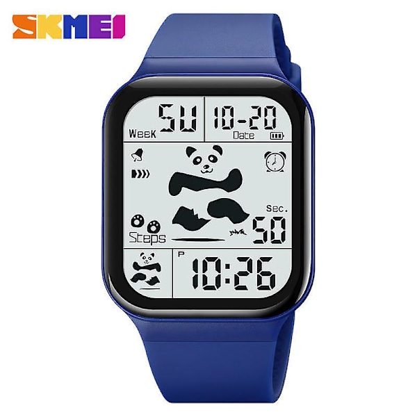 Square Large Face Waterproof LED Digital Watch Electronic for Student Watches-blue