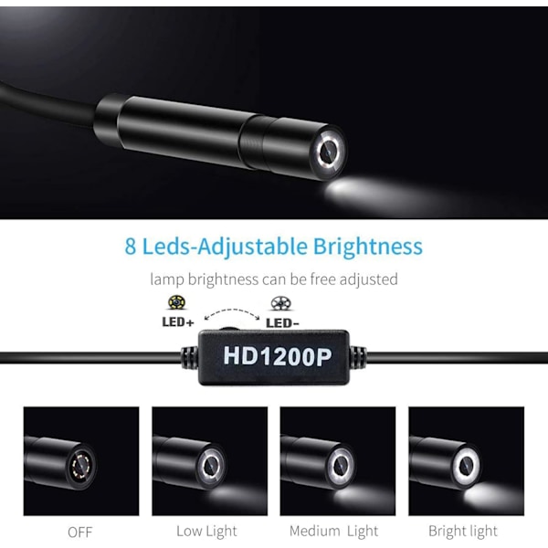 WiFi langaton boorkamera 1200P tarkastuskamera 2.0 megapikselin HD-letkukamera Android iOS -älypuhelimelle 3,5M/10M jäykällä johdolla (3,5M) -AD6-