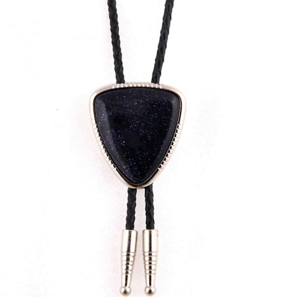 Sort Western Denim Naturlig Onyx Bolo Tie Ægte Læder Reb-AD4-