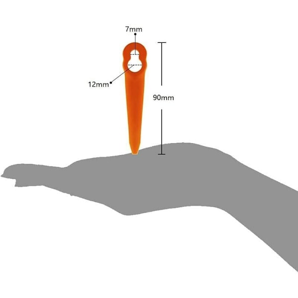 Sæt med 100 kompatible knive til Stihl Polycut kanttrimmer 2-2 Polycut 3-2, FSA 45 FSA 57 FSE 52, plastikknive til trådløs Stihl kantklipning -AD6-