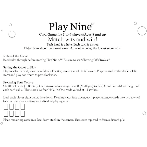 Play Nine - Lautapeli Perhepeli Korttipeli Yhdeksän Kierrosta Golfia -FD1-