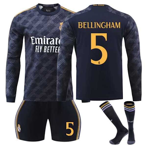 2023-2024 Vinter Real Madrid Bortatröja för Vuxna och Barn nr 5 BELLINGHAM-AD7- 22