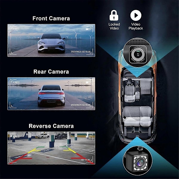 Bærbar Trådløs Carplay Bilstereo med Dash Cam - 10,26 Tommer HD IPS-Skærm, Android Auto, 1080P Bakkamera, Bluetooth-WELLNGS -AD11-
