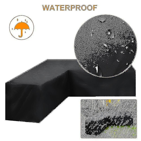 12 Storlekar L-Formadt Allroundskydd Vattentätt Rottinghörnsmöbler Överdrag Trädgård Uteplats Utomhus Soffa Skydd Dammskydd 210*270*90cm