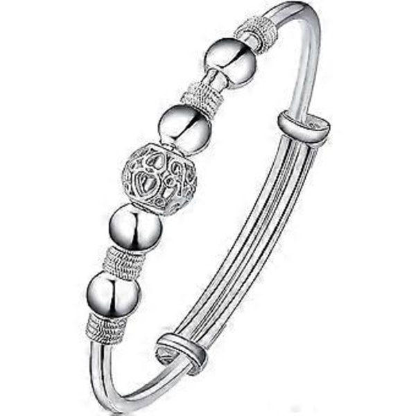 SZTXJ Spinner Armbånd Bangles for Kvinner Fidget Armbånd for Angst Justerbart Sølv-AD4-