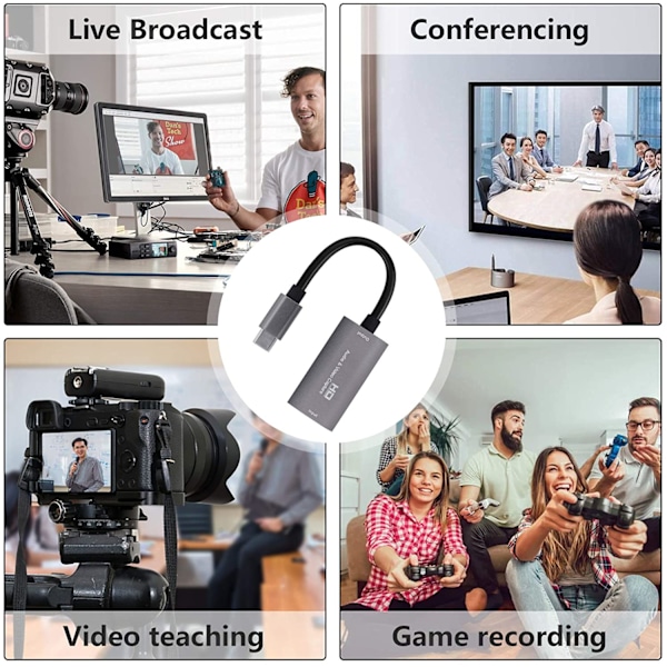 INF Video Capture Card / USB-C til HDMI-kompatibel adapter