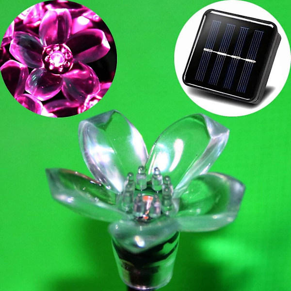 Solarslinga med Blommor Utomhus Vattentät 7 m 50 Körsbärsblommor LED Rosa Ljusslinga {F2}-AD8-