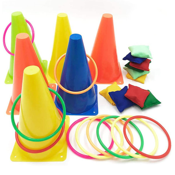 Kastspel Set Propylen med Nätpåse Trafikkäglor Kastringar Set för Utomhussporter 23cm/9.1in-AD4-
