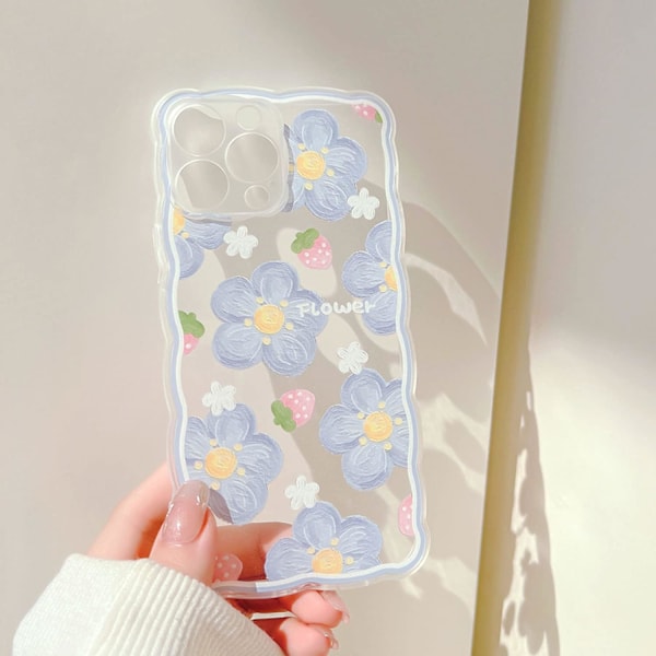 Yhteensopiva iPhone 13 Pro Max -kotelon 6,7 tuuman kanssa, jossa on kukallinen söpö {F2}-AD8-