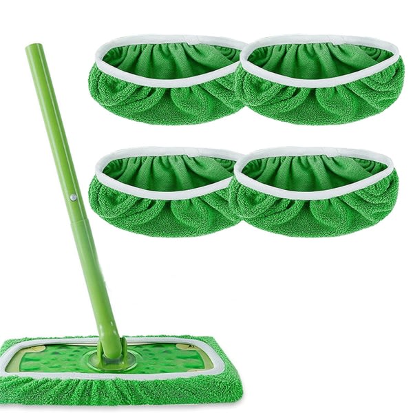 Swiffer Mop Ersättningsduk Absorberande svamp Hushålls våt & torr snurrande moppduk Grön 4pcs