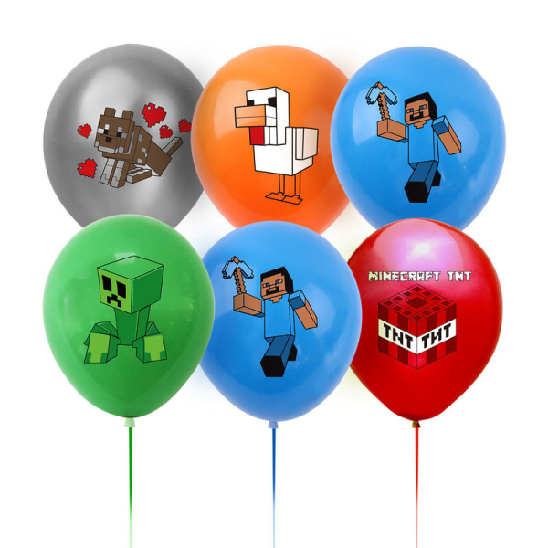 Dekorationer för födelsedagskalas med pixel-tema Pixel Wars My World Pull Flag Cake Insert Ballonger B