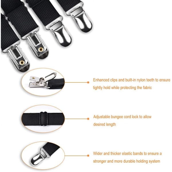 4-pack justerbara lakansträckare (svart), justerbara remmar -FD4-