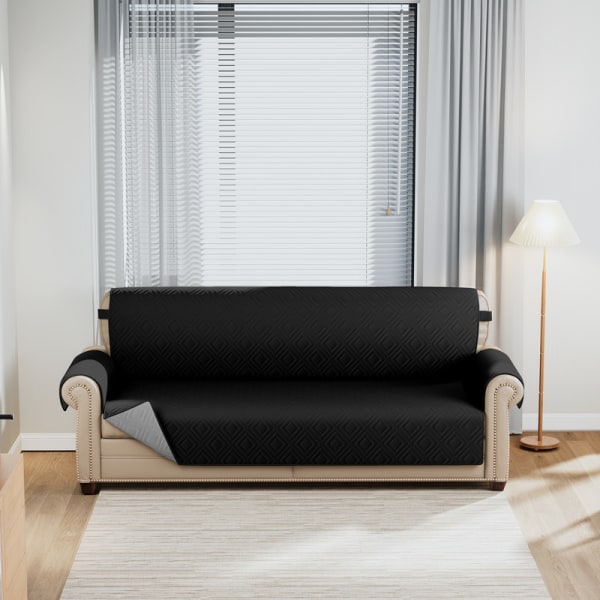 Vattentätt och halkfritt soffskydd med elastiska band Tvättbart soffskydd Svart Hölje till enkel soffa