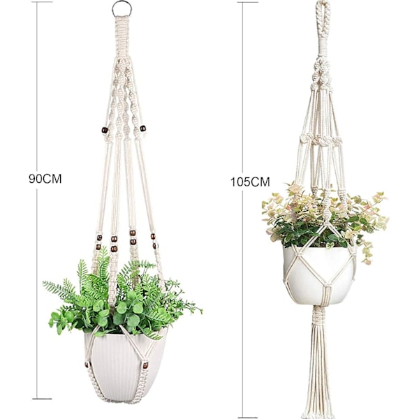 2 st hängande växt macrame rep bomullsrep hängande växt po{f2}-AD8-