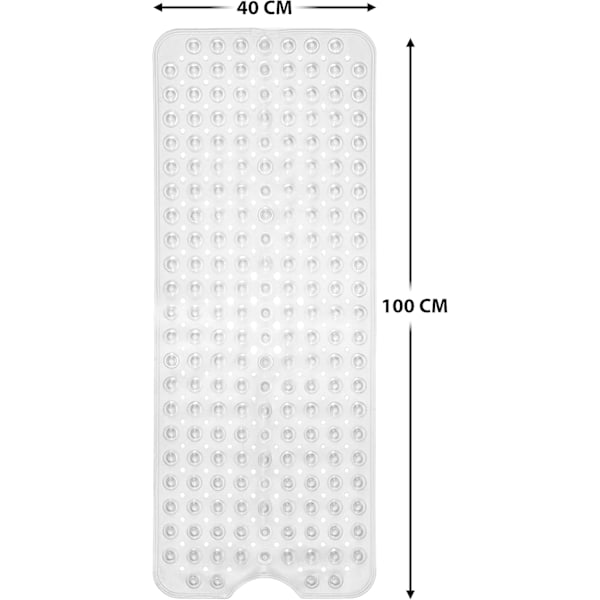 Badrumsmatta Halkfri – 100 x 40 CM Halkfri Badrumsmatta – Lätt att Rengöra Halkfria Duschmattor – Stabila Sugkoppsfästen (Transparent)-AD4-