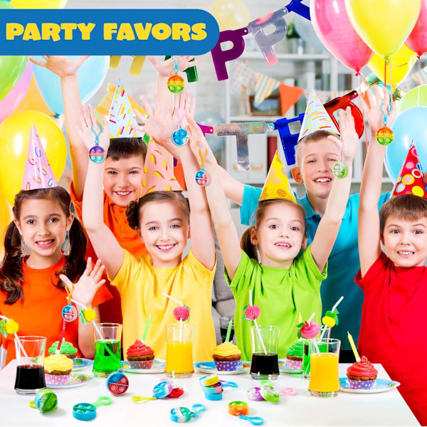 12-pack Rund Fidget Pop it leksak Nyckelring Pop Fidget Leksaker Bulk Party Favörer för Barn Godis Födelsedag Sensoriska Leksaker Gåvor -AD6-