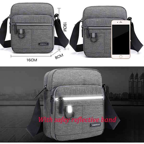 Liten Crossbody-väska för män, Messenger-väska, axelväska för mobiltelefon för resor, vandring och utomhussporter (Grå Crossbody-väska för män)-AD8-