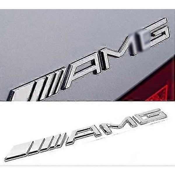 2024 3D AMG Emblem ABS Bakre Bagagelucka Logo Badge Dekoration Gåva Dekal (krom), silver -AD1-