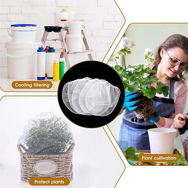 10 st Målarfärgsfilterpåsar, 1 Gallon Målarfärgfilter med Elastisk Dragkedja Vit Finmaskig Öppning Nylon Mesh Filter{F2}-AD8-