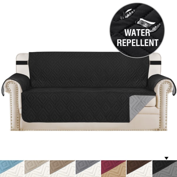 Vattentätt och halkfritt soffskydd med elastiska band Tvättbart soffskydd Svart Hölje till enkel soffa