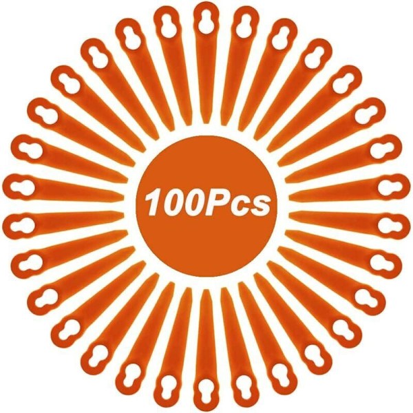 Sæt med 100 kompatible knive til Stihl Polycut kanttrimmer 2-2 Polycut 3-2, FSA 45 FSA 57 FSE 52, plastikknive til trådløs Stihl kantklipning -AD6-
