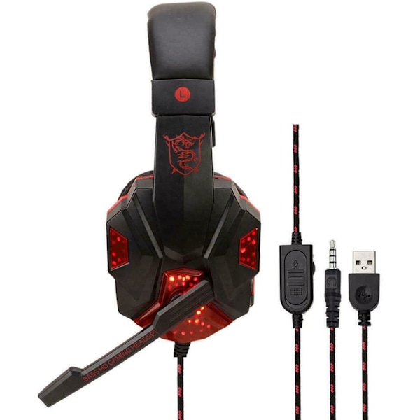 Gaming Headset Mic LED-hörlurar Stereo Bass Surround