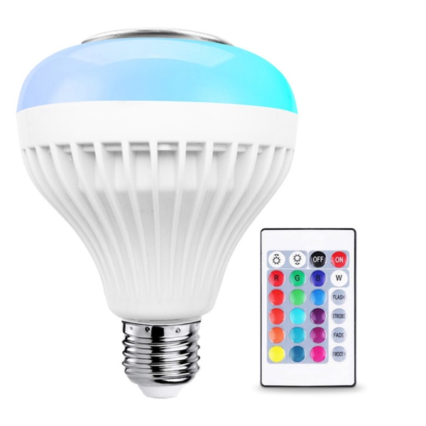 LED-glödlampor med inbyggd ljud Bluetooth-högtalare och fjärrkontroll E27 12W för hem sovrummet E27