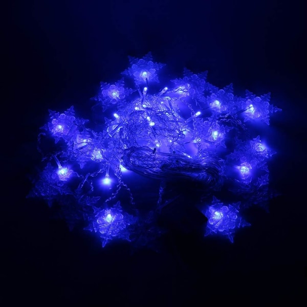 3,5 M Snowflake-ljusgardin, 96 LED-slingor 8 ljuslägen, fönsterdekoration, jul, bröllop, födelsedag, hem, uteplats - blå