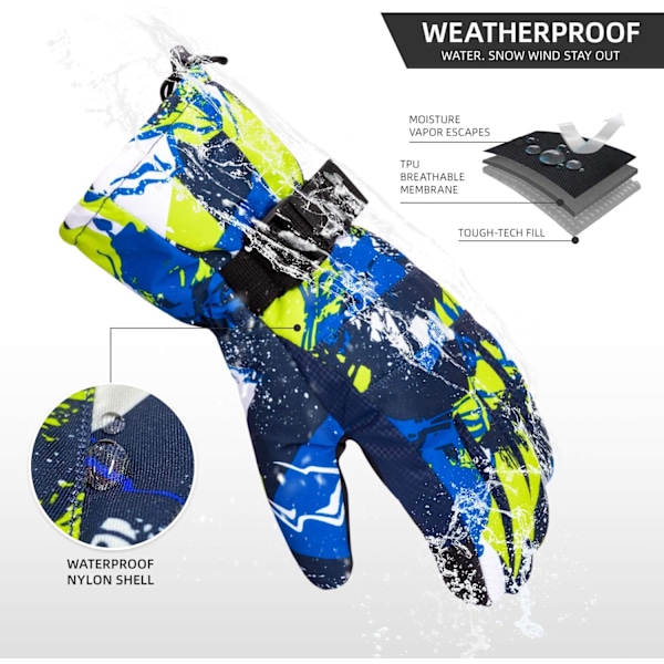 Skid- och snowboardhandskar, vattentäta vinterhandskar för män, skidåkning för barn, snowboard