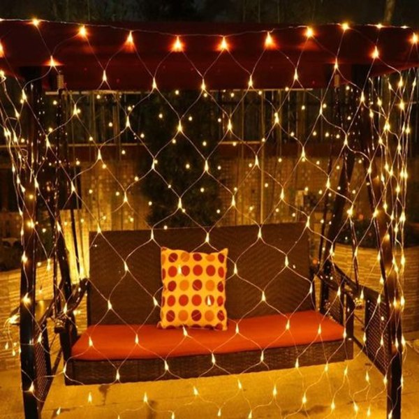 192 LED-valoverkko 3 x 2 m lämmin valkoinen jouluvaloverkko -AD9-